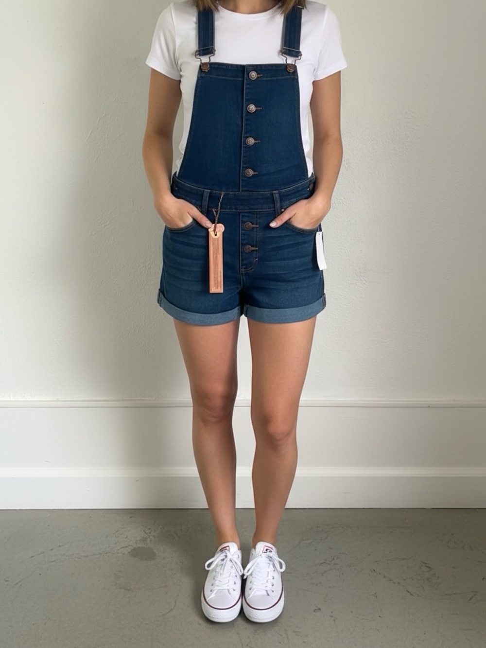 Dittos Dark Blue Denim Short Overalls New with tags
